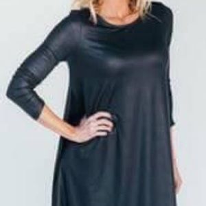 Agnes and Dora Faux Leather Swing Dress